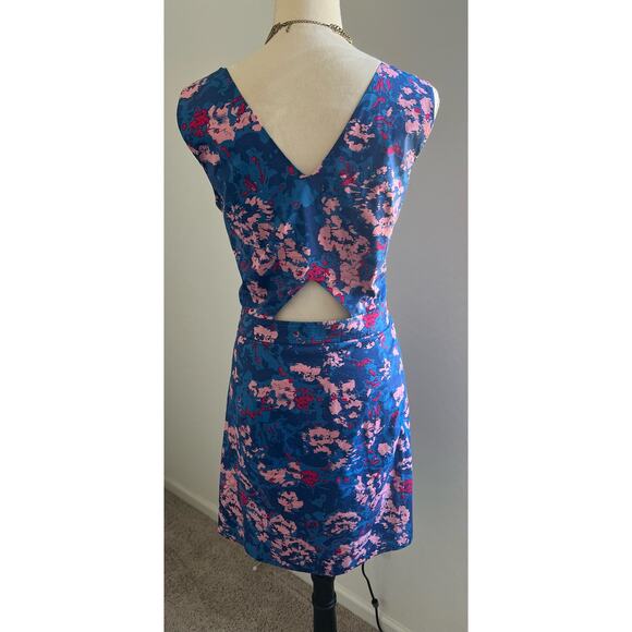 Armani Exchange Multicolor Art Sleeveless V-Neck Lined Stretch MIDI Dress Sz 14 - Picture 4 of 10